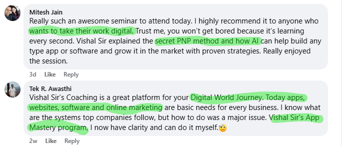 Workshop FACEBOOK Review by Mitesh Jain and Tek R Awasthi to App Mastery Workshop hosted by Technical Vishal Sir