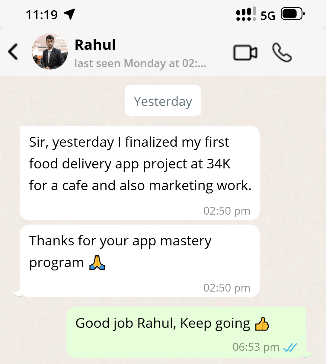 Workshop Testimonial Review by Rahul to App Mastery Workshop by Technical Vishal Sir