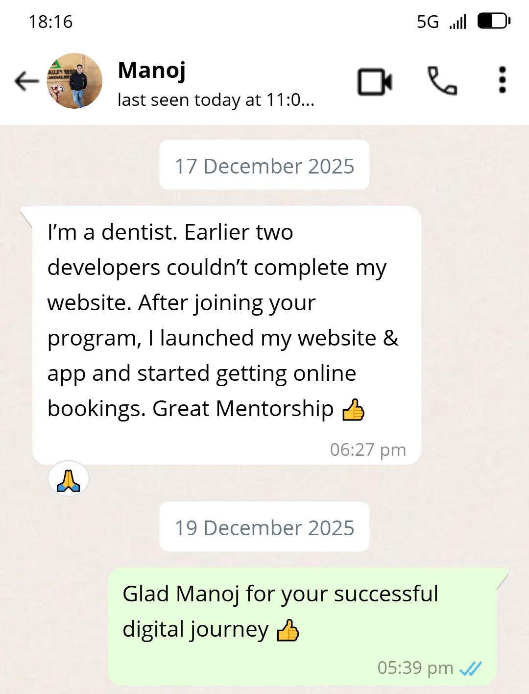 Workshop Testimonial Review by Manoj to App Mastery Workshop hosted by Technical Vishal Sir